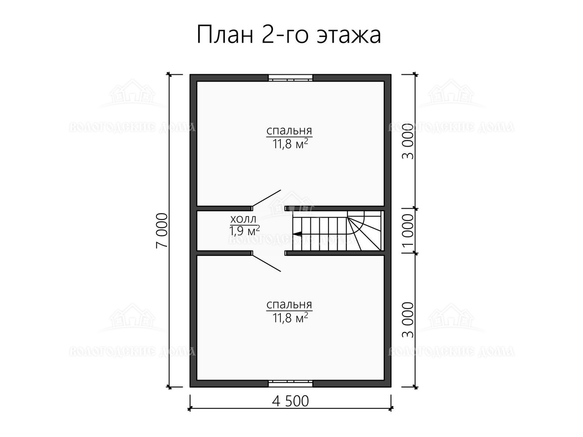 Дом из бруса 9x7 «Сургут». Постройте проект «Сургут» всего за 10-20 дней за  0743000 руб. – в СК «Вологодские дома»